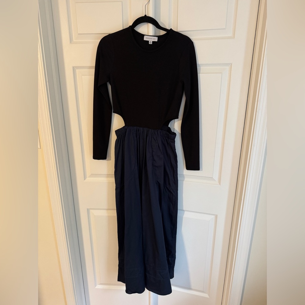 Something Navy Tara Side Cutout Dress - Black and Navy